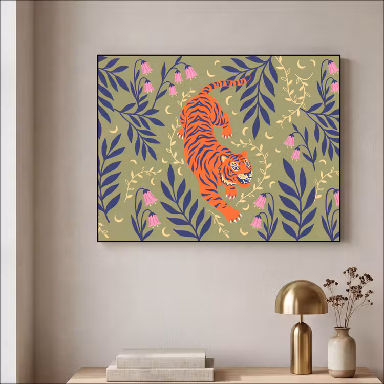 Art Frame - Tiger – Blätter – Tiere – Illustration – Orange — 4