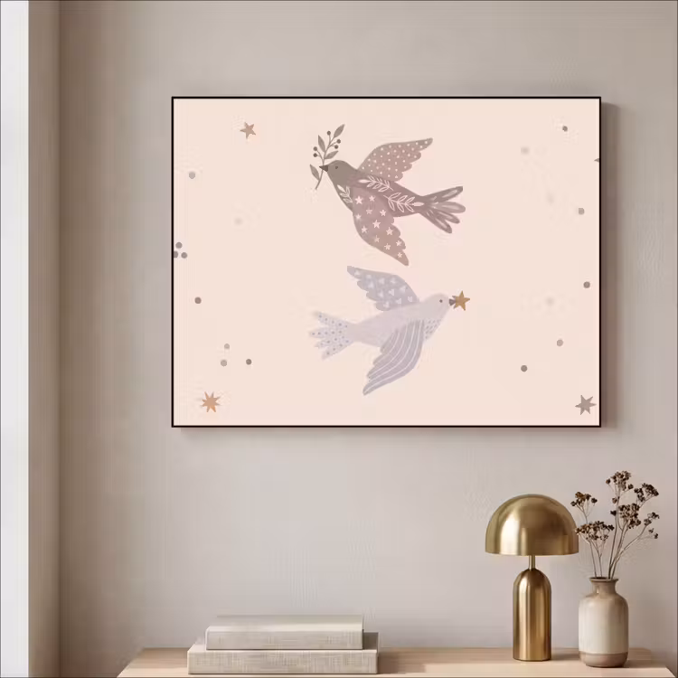 Art Frame - Vogel – Beeren – Natur – Modern – Beige — 4