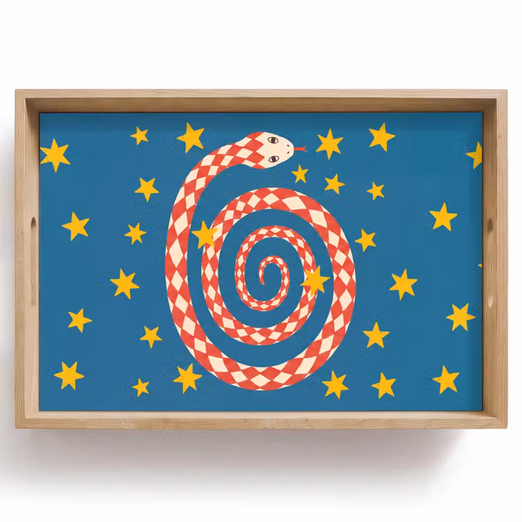 Tablett - Schlange – Spirale – Tiere – Illustration – Rot — 1