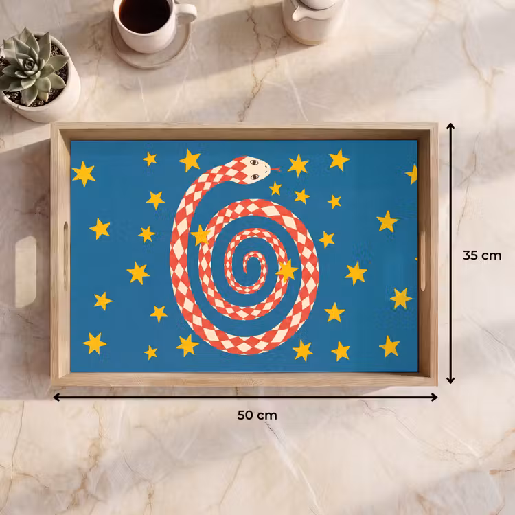 Tablett - Schlange – Spirale – Tiere – Illustration – Rot — 9