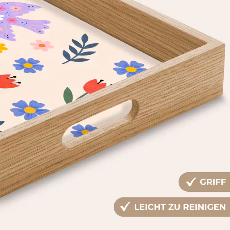 Tablett - Vögel – Blumen – Folk – Bunt – Tiere — 5