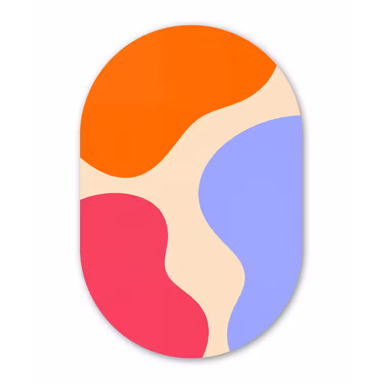 Alu-Dibond-Bild Oval - Zusammenfassung – Organische Formen – Design – Modern – Farbenfroh — 1