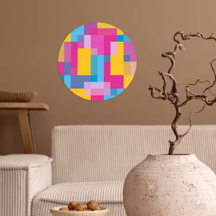 Runde Tapete - Abstrakt – Geometrisch – Kunst – Farbenfroh – Modern — 2