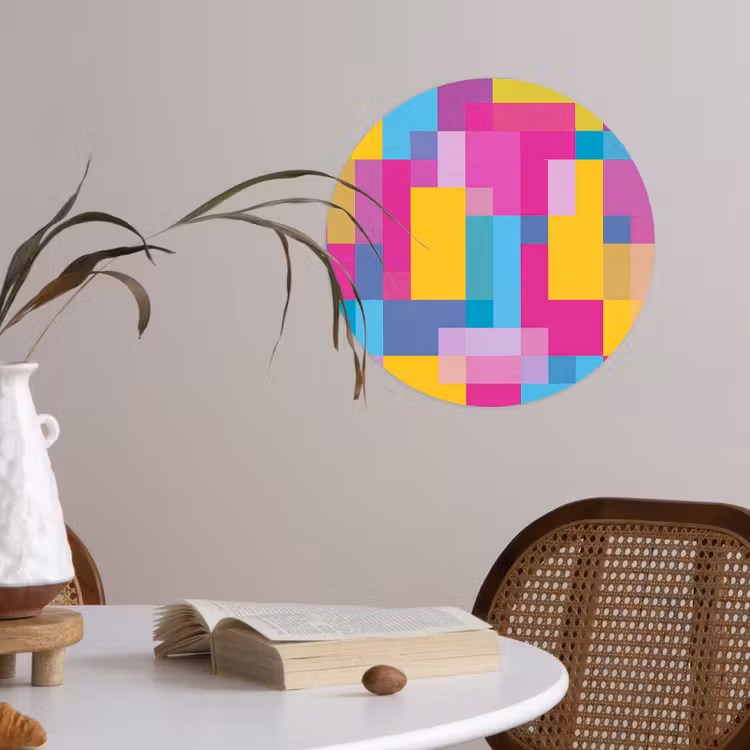 Runde Tapete - Abstrakt – Geometrisch – Kunst – Farbenfroh – Modern — 4
