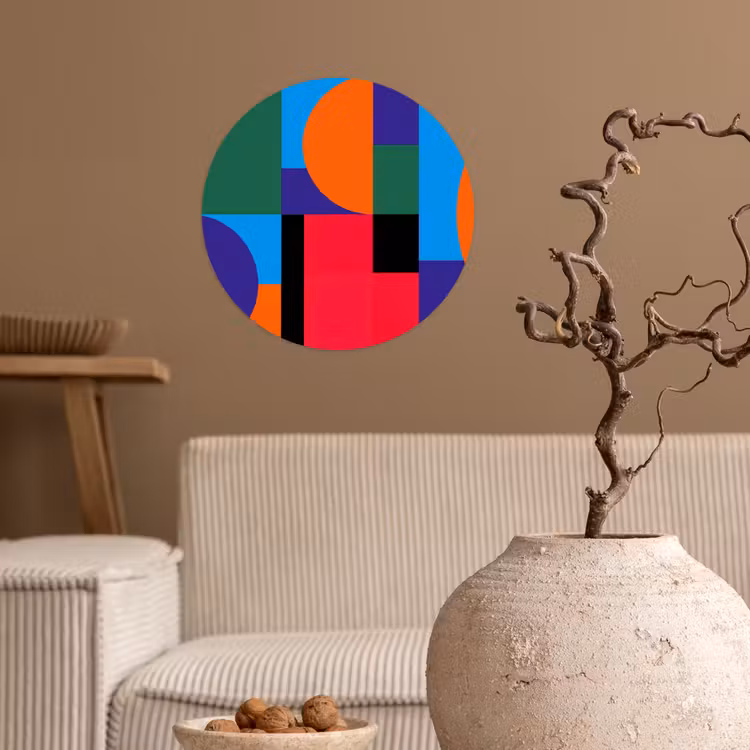 Runde Tapete - Geometrisch – Abstrakt – Formen – Farbenfroh – Modern — 2