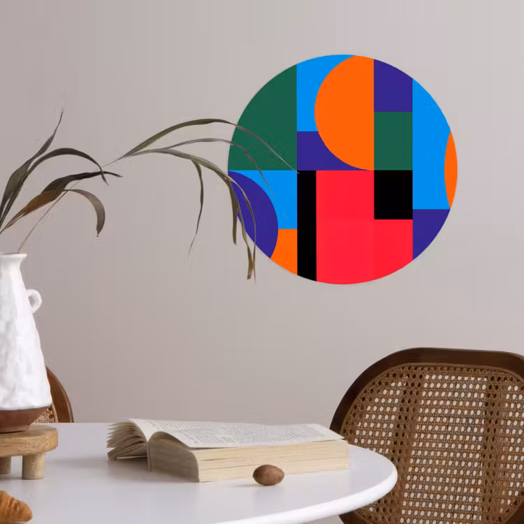 Runde Tapete - Geometrisch – Abstrakt – Formen – Farbenfroh – Modern — 4