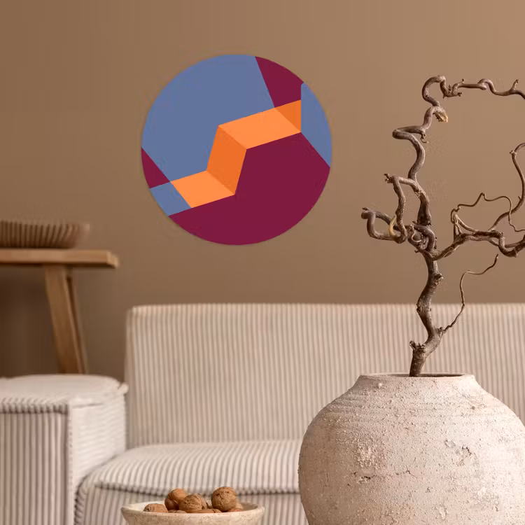 Runde Tapete - Zusammenfassung – Formen – Modern – Blau – Orange — 2