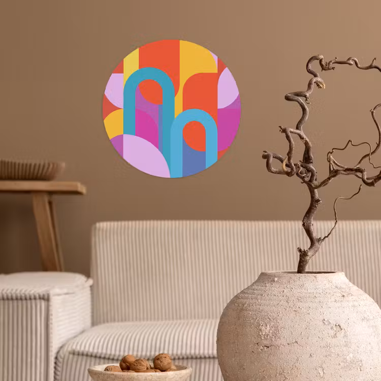 Runde Tapete - Zusammenfassung – Geometrie – Farbenfroh – Modern – Kunst — 2