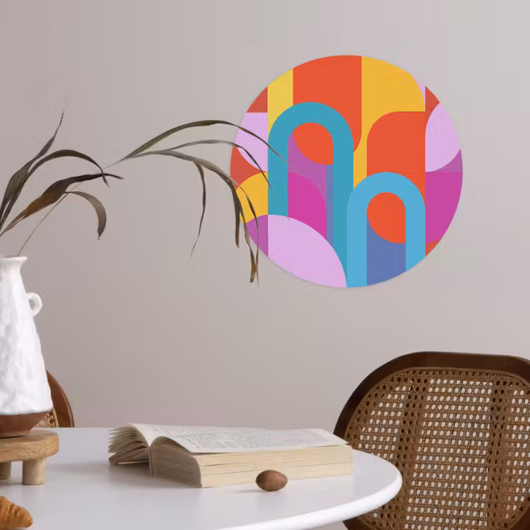 Runde Tapete - Zusammenfassung – Geometrie – Farbenfroh – Modern – Kunst — 4