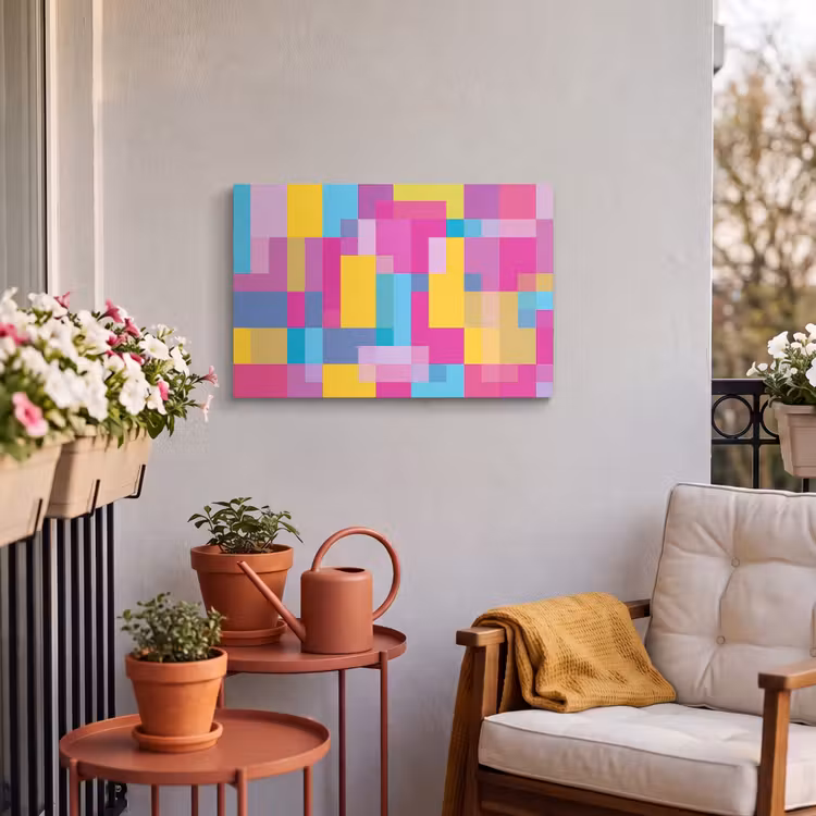 Outdoor Leinwand - Abstrakt – Geometrisch – Kunst – Farbenfroh – Modern — 3