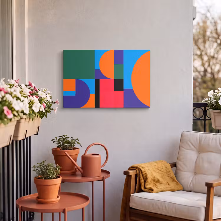 Outdoor Leinwand - Geometrisch – Abstrakt – Formen – Farbenfroh – Modern — 3