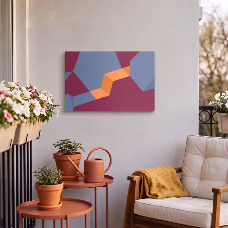 Outdoor Leinwand - Zusammenfassung – Formen – Modern – Blau – Orange — 3