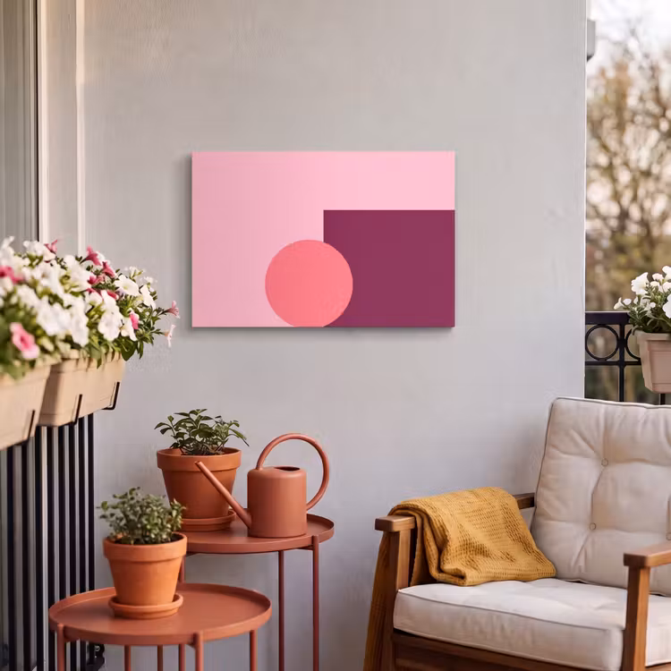 Outdoor Leinwand - Zusammenfassung – Formen – Rosa – Modern – Design — 3