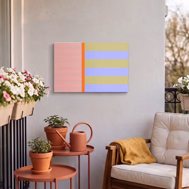 Outdoor Leinwand - Zusammenfassung – Geometrie – Streifen – Blöcke – Rot — 3