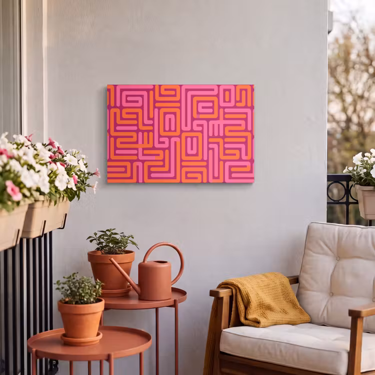 Outdoor Leinwand - Zusammenfassung – Muster – Linien – Rosa – Orange — 3