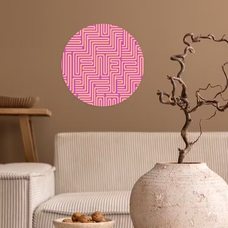 Runde Tapete - Muster – Linien – Abstrakt – Modern – Lila — 2