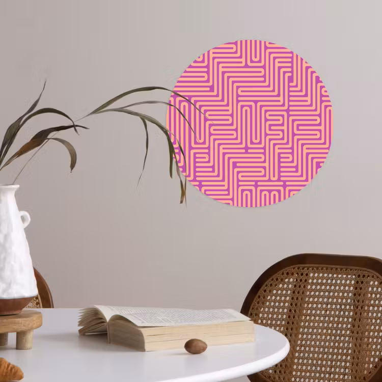 Runde Tapete - Muster – Linien – Abstrakt – Modern – Lila — 4