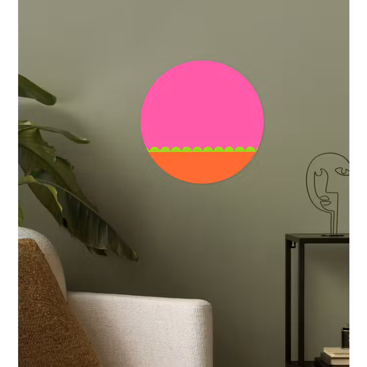Runde Tapete - Zusammenfassung – Geometrisch – Farbblöcke – Rosa – Orange — 3