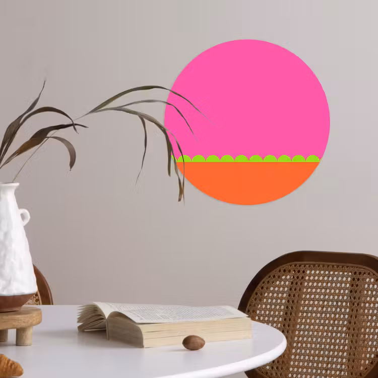Runde Tapete - Zusammenfassung – Geometrisch – Farbblöcke – Rosa – Orange — 4