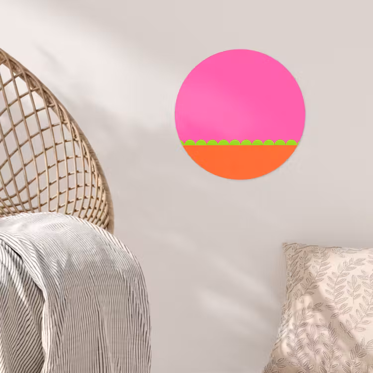 Runde Tapete - Zusammenfassung – Geometrisch – Farbblöcke – Rosa – Orange — 5