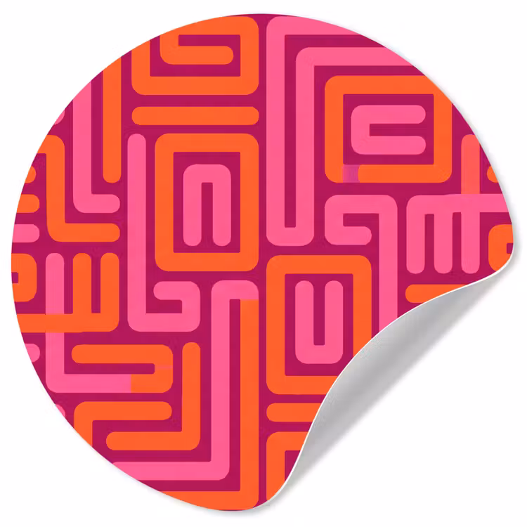 Runde Tapete - Zusammenfassung – Muster – Linien – Rosa – Orange — 1