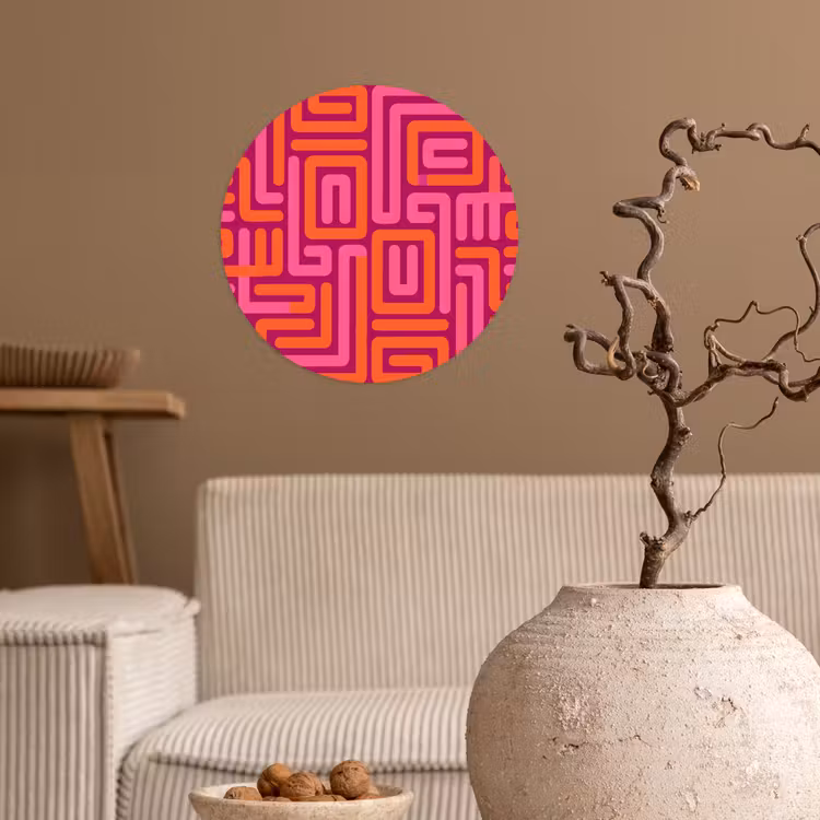 Runde Tapete - Zusammenfassung – Muster – Linien – Rosa – Orange — 2