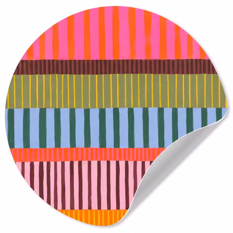 Runde Tapete - Zusammenfassung – Streifen – Modern – Farbenfroh – Kunst — 1