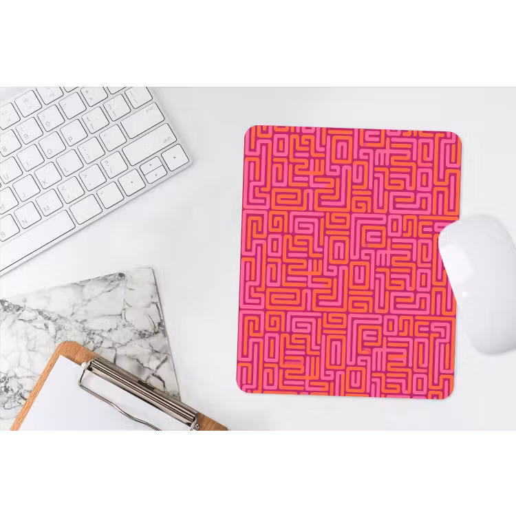 Mauspad - Zusammenfassung – Muster – Linien – Rosa – Orange — 4