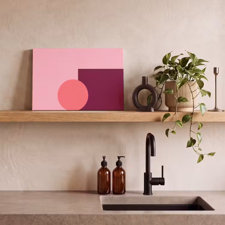 Leinwandbild - Zusammenfassung – Formen – Rosa – Modern – Design — 3