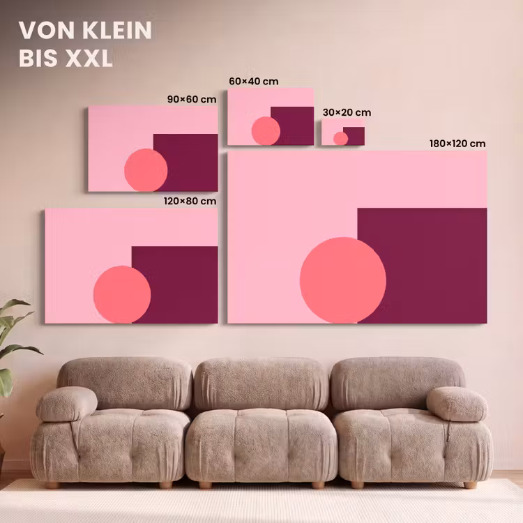 Leinwandbild - Zusammenfassung – Formen – Rosa – Modern – Design — 6