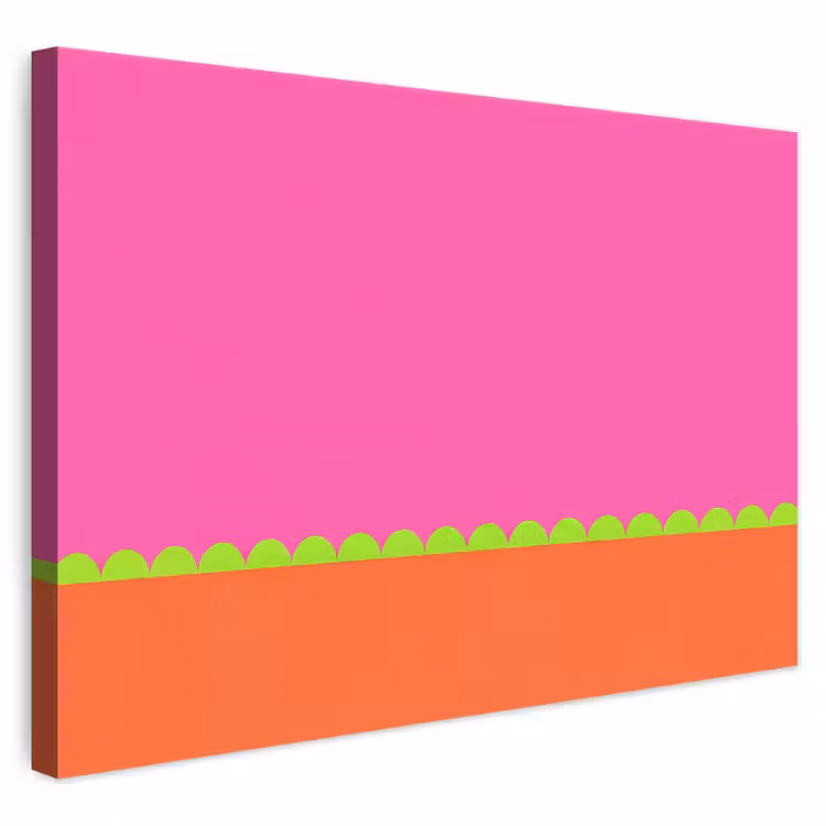 Leinwandbild - Zusammenfassung – Geometrisch – Farbblöcke – Rosa – Orange — 1