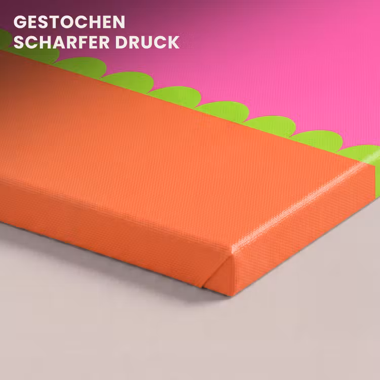 Leinwandbild - Zusammenfassung – Geometrisch – Farbblöcke – Rosa – Orange — 4