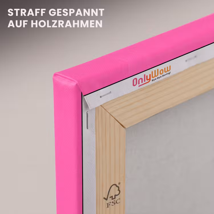 Leinwandbild - Zusammenfassung – Geometrisch – Farbblöcke – Rosa – Orange — 5