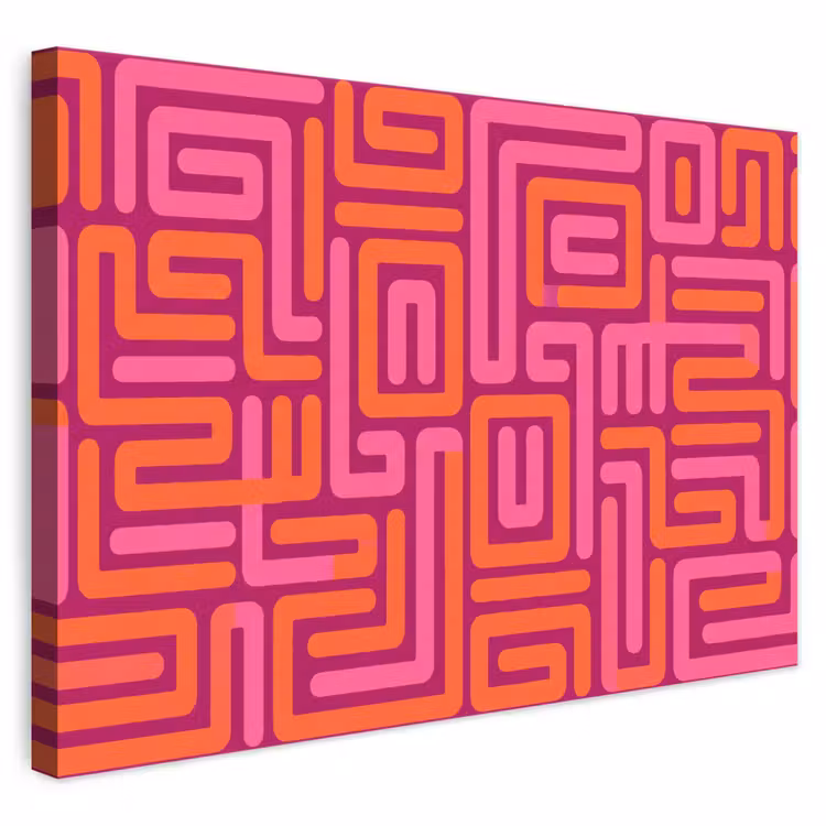 Leinwandbild - Zusammenfassung – Muster – Linien – Rosa – Orange — 1