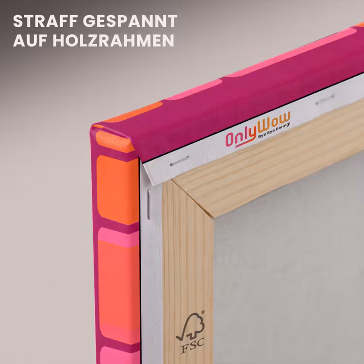 Leinwandbild - Zusammenfassung – Muster – Linien – Rosa – Orange — 5