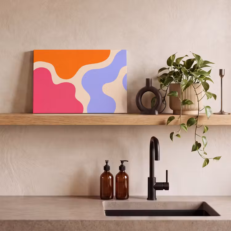 Leinwandbild - Zusammenfassung – Organische Formen – Design – Modern – Farbenfroh — 3