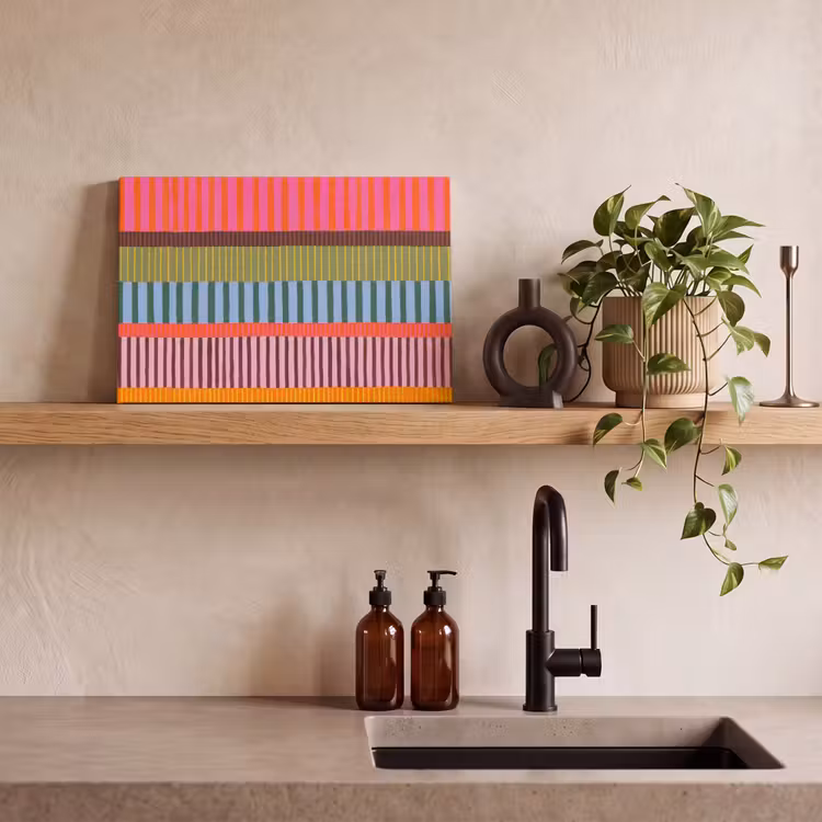 Leinwandbild - Zusammenfassung – Streifen – Modern – Farbenfroh – Kunst — 3