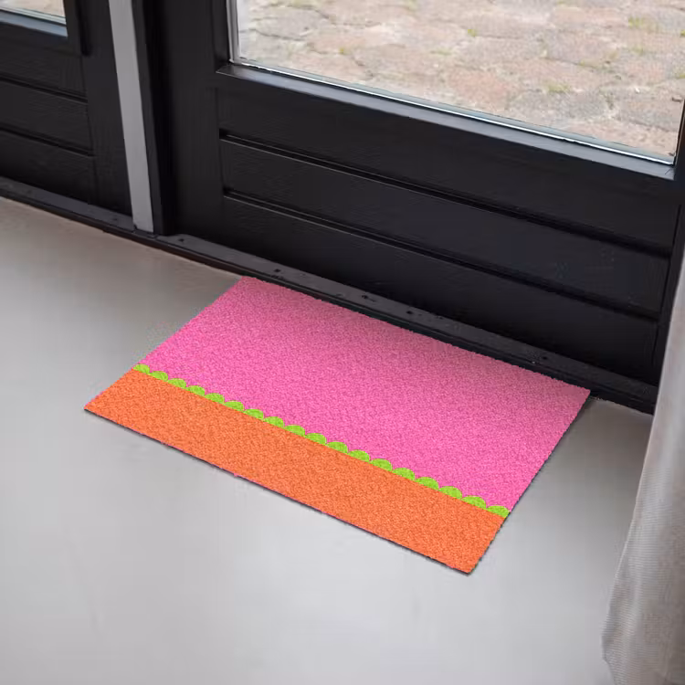 Fußmatte - Zusammenfassung – Geometrisch – Farbblöcke – Rosa – Orange — 2