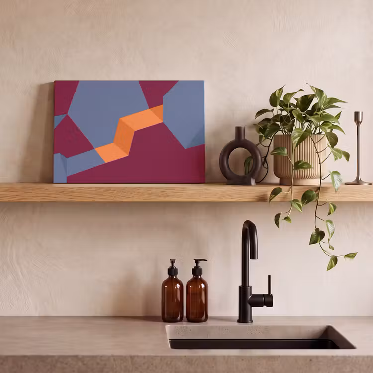 Leinwandbild - Zusammenfassung – Formen – Modern – Blau – Orange — 3