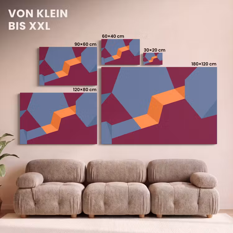 Leinwandbild - Zusammenfassung – Formen – Modern – Blau – Orange — 6