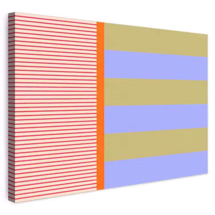 Leinwandbild - Zusammenfassung – Geometrie – Streifen – Blöcke – Rot — 1