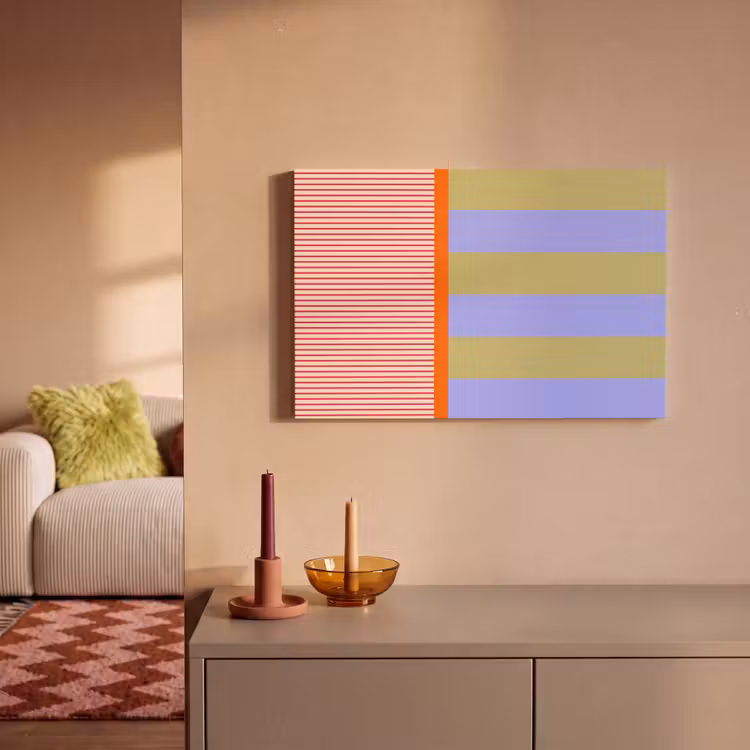 Leinwandbild - Zusammenfassung – Geometrie – Streifen – Blöcke – Rot — 2