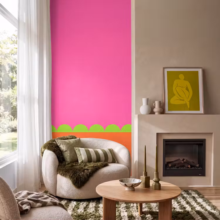 Tapete - Zusammenfassung – Geometrisch – Farbblöcke – Rosa – Orange — 1