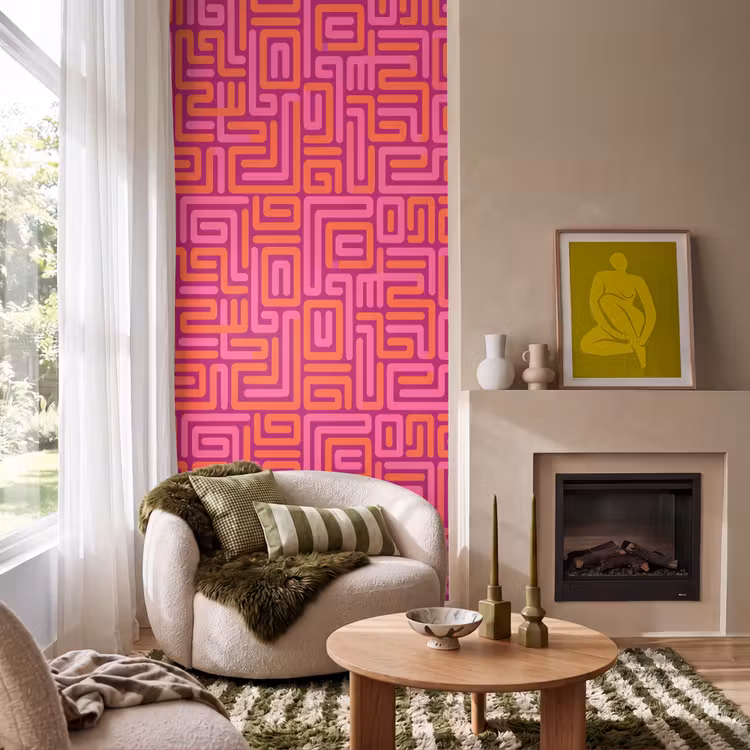 Tapete - Zusammenfassung – Muster – Linien – Rosa – Orange — 1