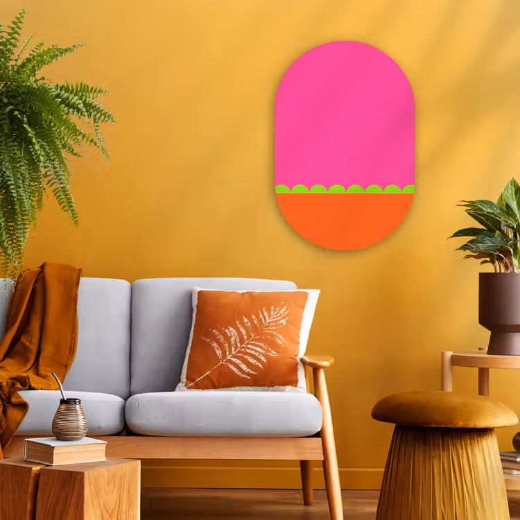 Forexbild Oval - Zusammenfassung – Geometrisch – Farbblöcke – Rosa – Orange — 2