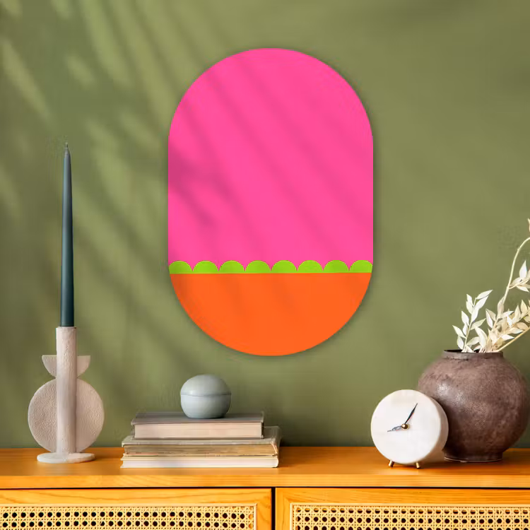 Forexbild Oval - Zusammenfassung – Geometrisch – Farbblöcke – Rosa – Orange — 3