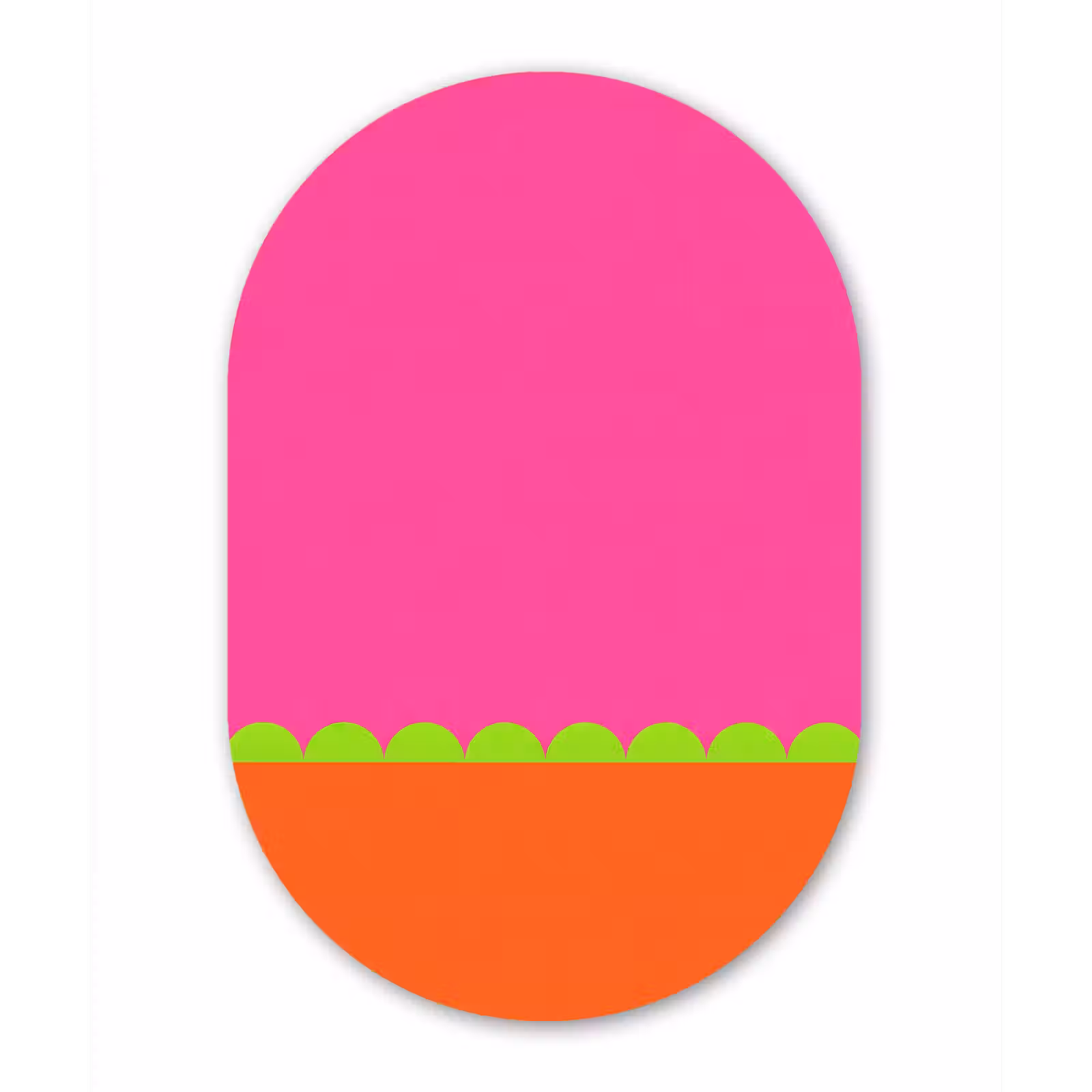 Glasbild Oval - Zusammenfassung – Geometrisch – Farbblöcke – Rosa – Orange — 1