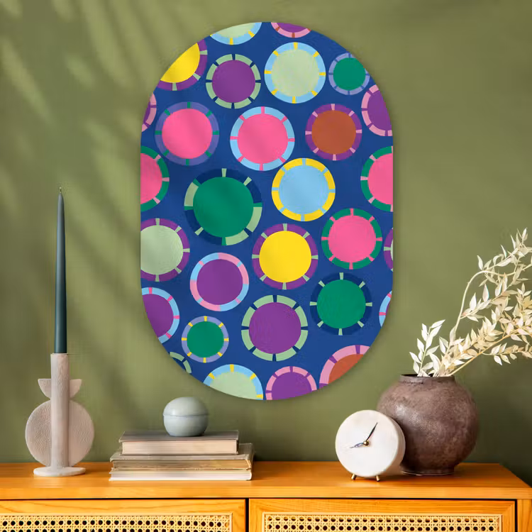 Glasbild Oval - Muster – Kreise – Abstrakt – Bunt — 2