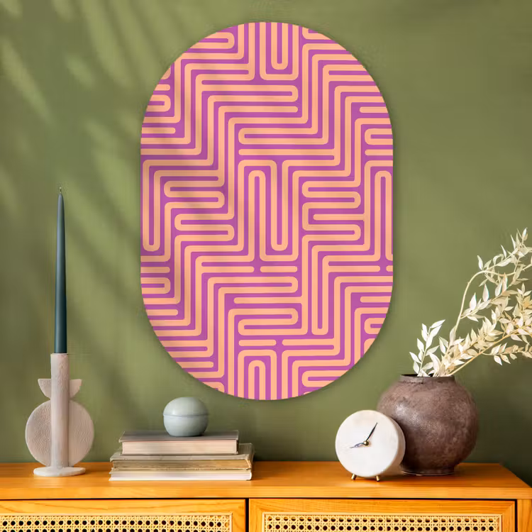 Glasbild Oval - Muster – Linien – Abstrakt – Modern – Lila — 2