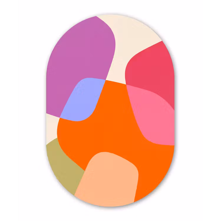 Glasbild Oval - Zusammenfassung – Formen – Modern – Farbenfroh — 1